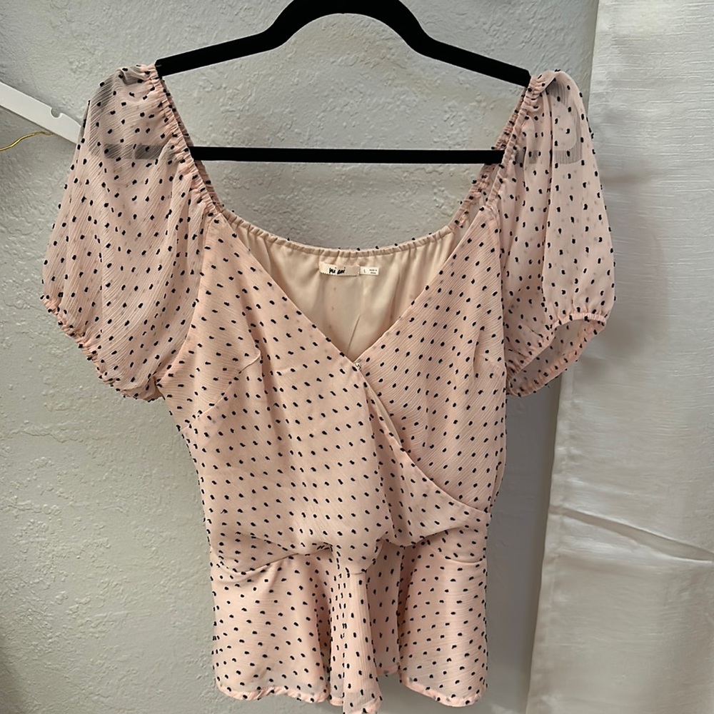 Francesca’s | Baby Pink & Black Polka Dots | NWOT